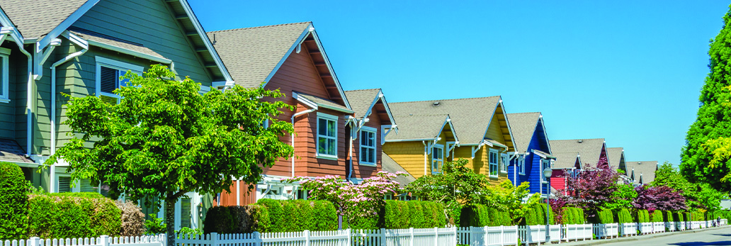 street front of colourful houses